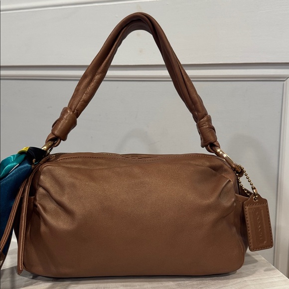 Coach Bag Parker Pleated Brown Metallic Soft Leather Shoulder Bag - Picture 4 of 16